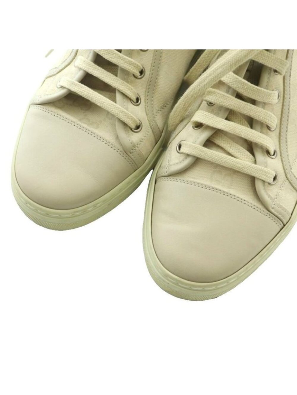Gucci High Cut Sneakers Shoes GG Pattern Canvas 7 26.0 cm Light Beige - Picture 3 of 8